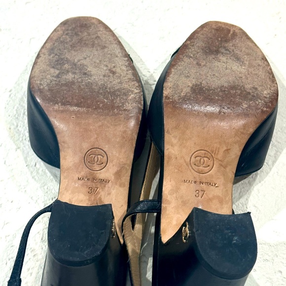 Chanel Black Slingback sz 37 - Picture 5 of 7